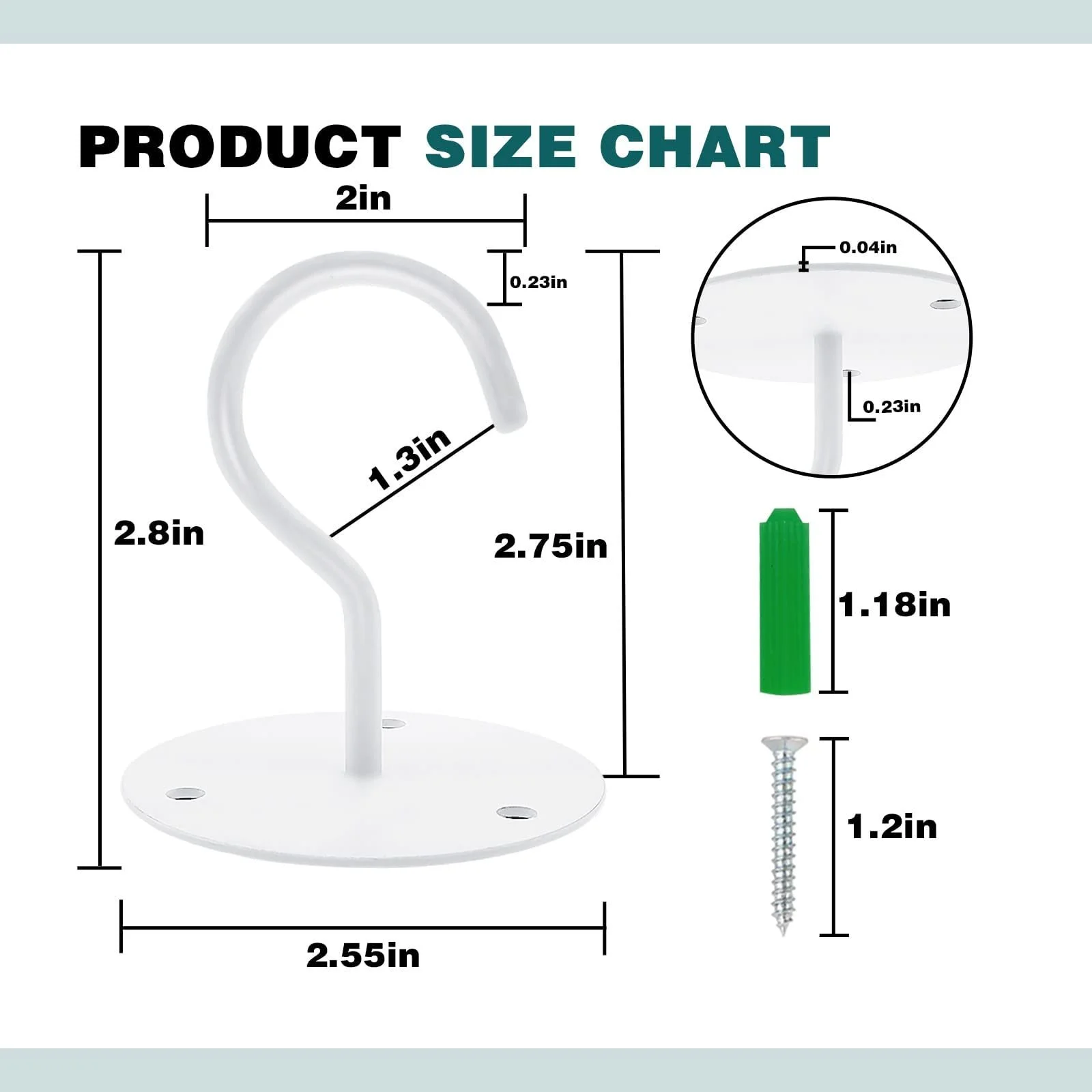 Гачки стельові для підвісних рослин набір 3 штуки метал Білий, фото №2 Гачки стельові для підвісних рослин набір 3 штуки метал Білий, фото №2