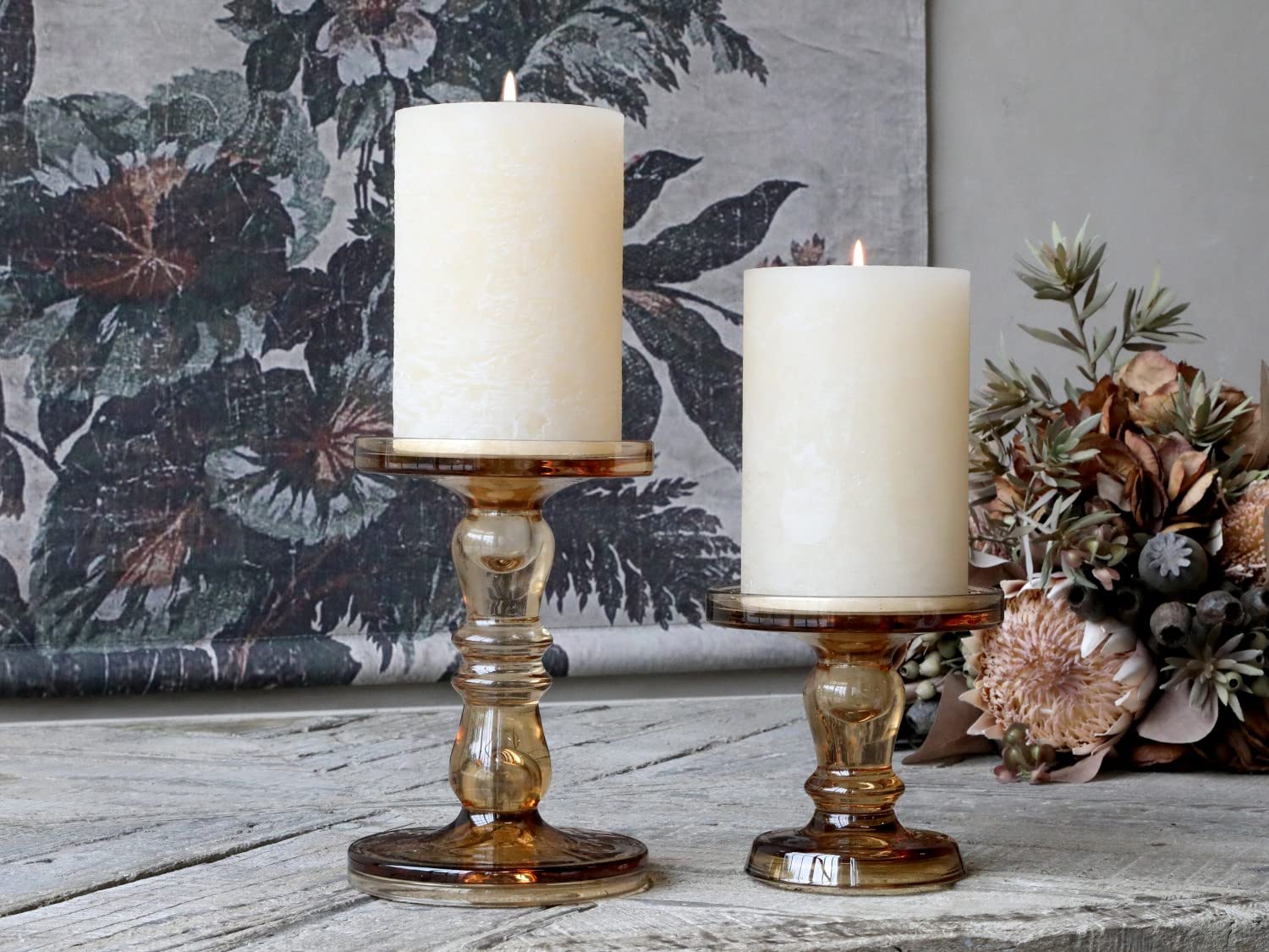 Свічник набір скло карамельний коричневий, фото №1