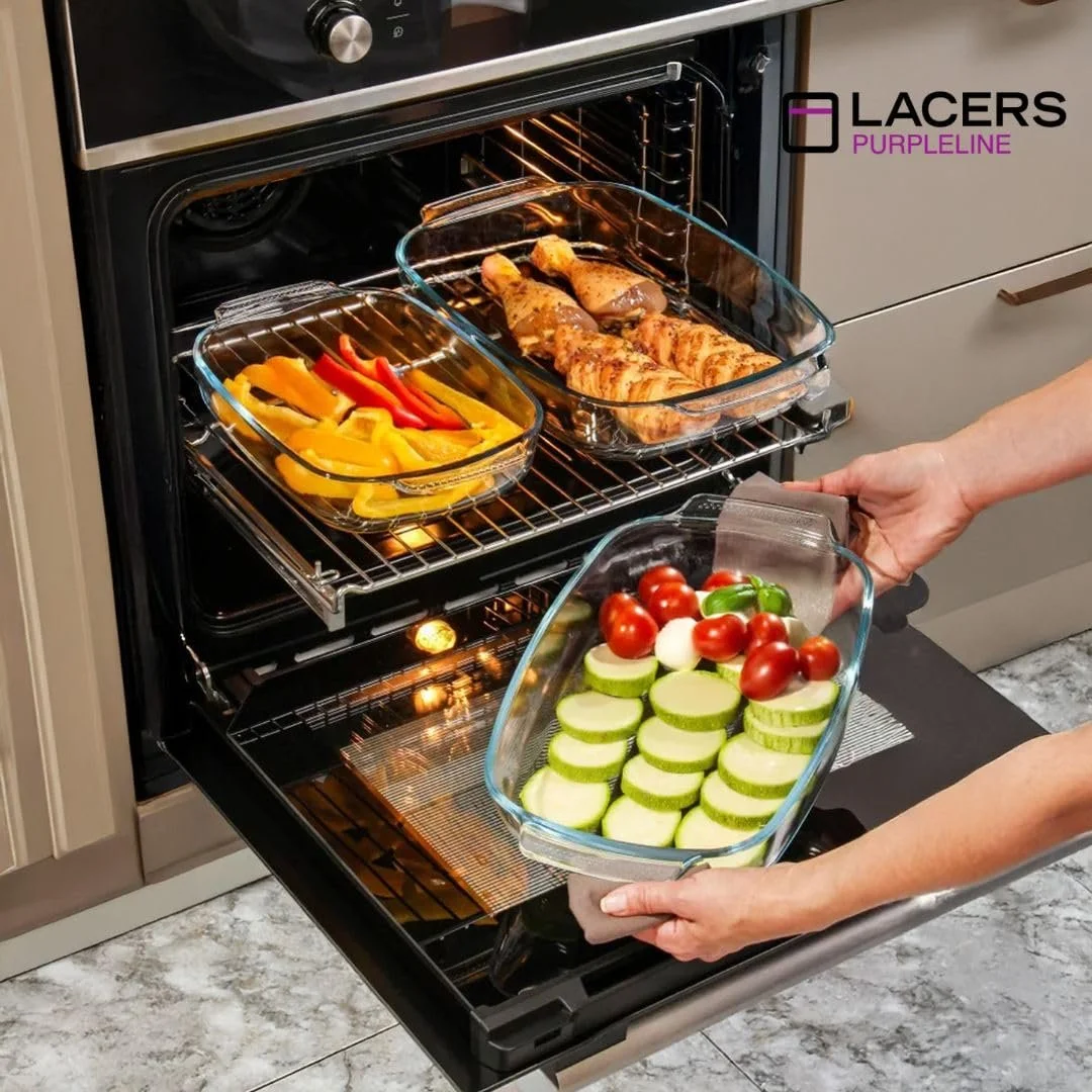 Набір форм для запікання Lacers PurpleLine скляних 3 шт 2000 ml, 2700 ml, 3800 ml, фото №4