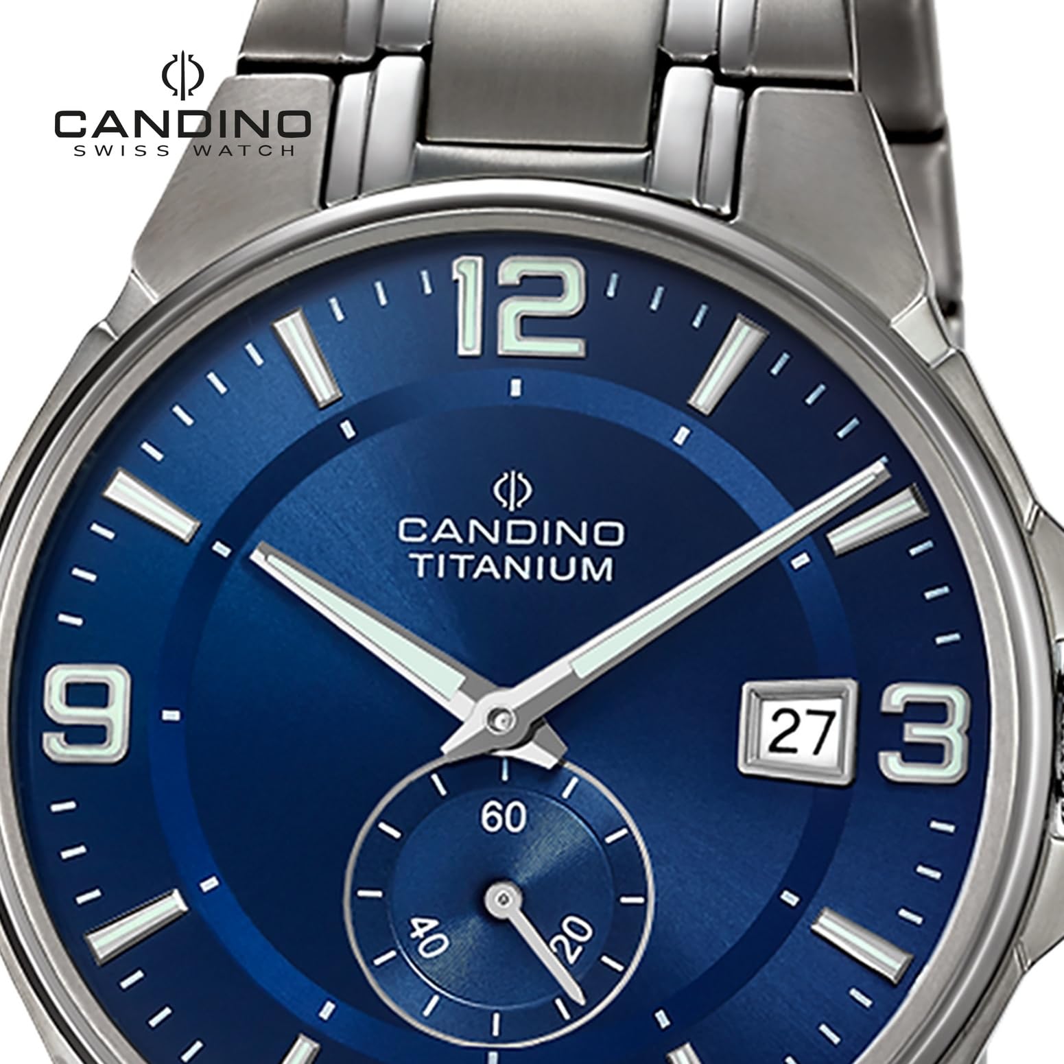 Мужские часы Candino Titanium UC4604/B серо-голубой браслет, фото №2