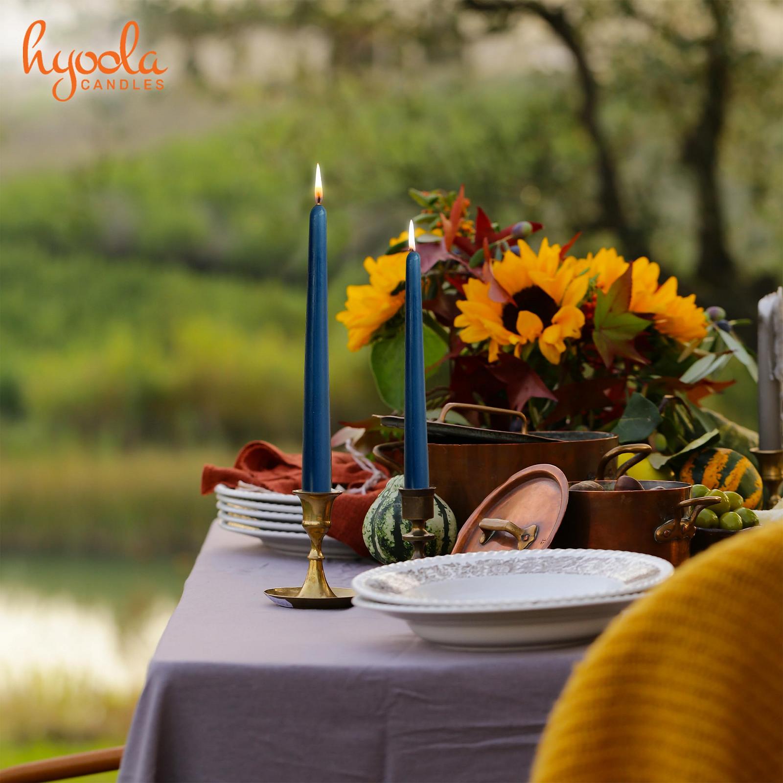 Свечи Hyoola Taper 25 см Midnight Blue, без капель, время горения 8 часов - набор из 12, фото №5