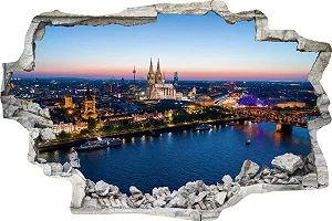 Наклейка на стіну Köln Skyline bei Nacht DW000072 105 cm x 70 cm Сірий камінь - Фото 1