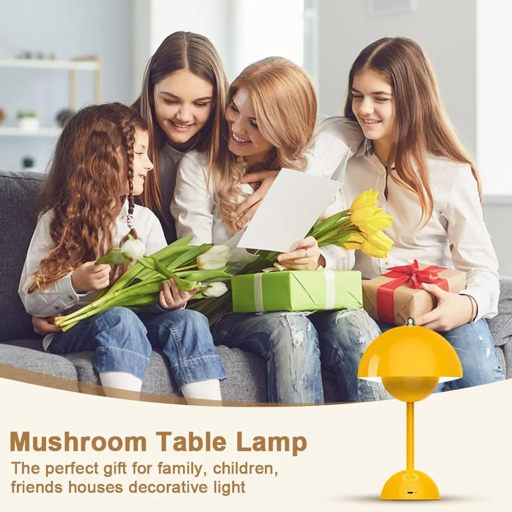 Настільна лампа LOMUG Flowerpot Mushroom LED Wireless Touch Dimmable Жовта, фото №7