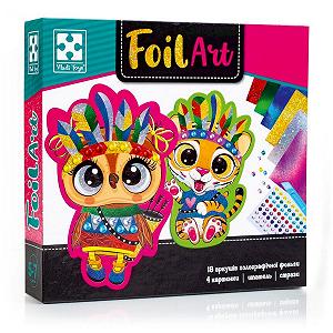 Набор для творчества Foil Art Безумные индейцы Vladi Toys VT4433-09 Развивающий набор фольга шпатель стразы - Фото 1