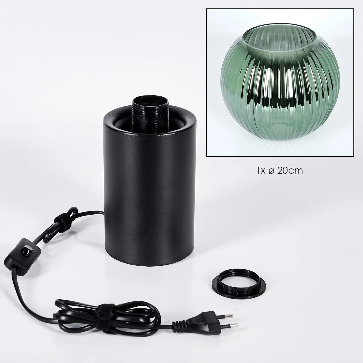 Настільна лампа HOFSTEIN Koyoto E27 металева чорно-зелена, фото №6