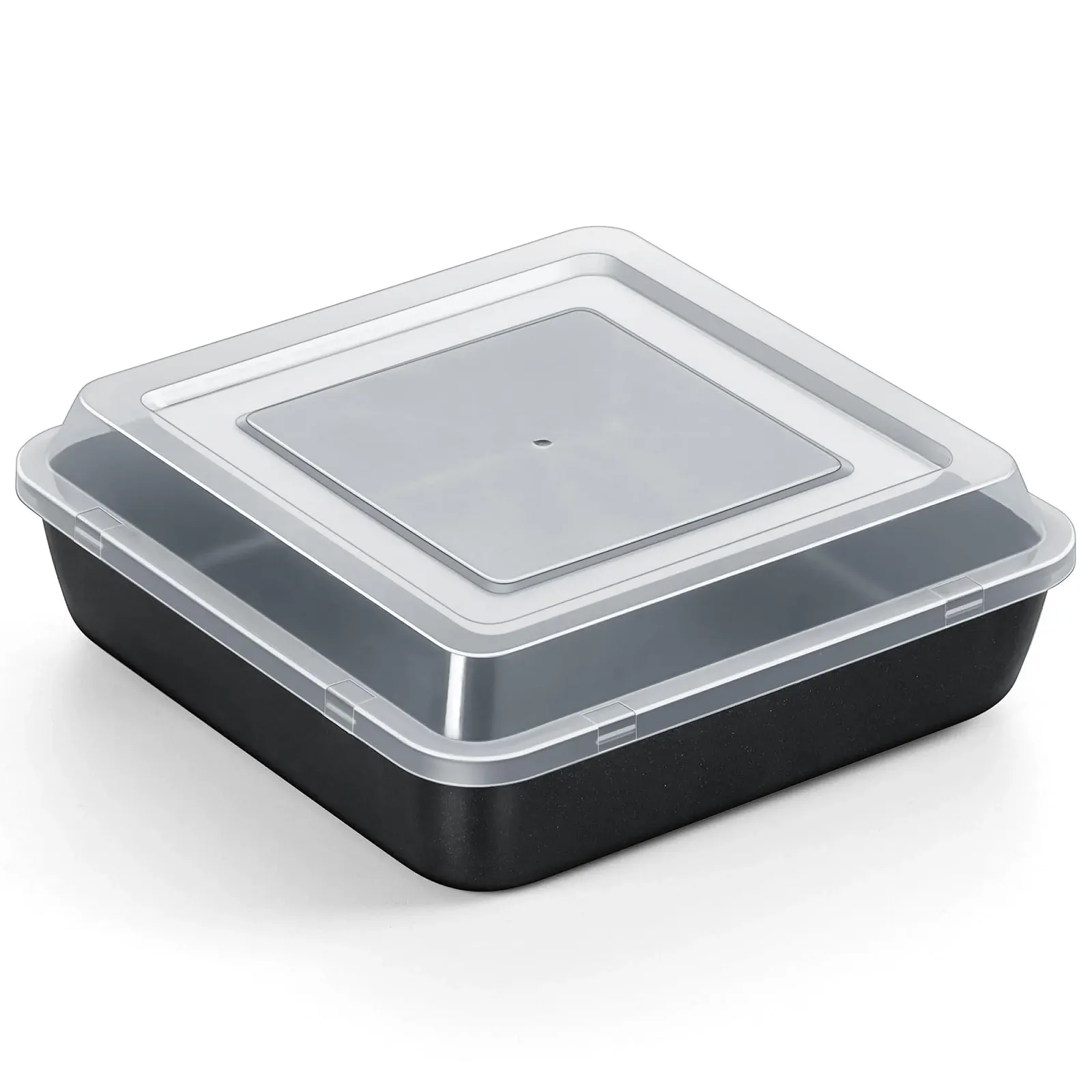 Форма для випікання HaWare Квадратна з кришкою нержавіюча сталь антипригарна 21 x 21 x 5 cm чорна, фото №1