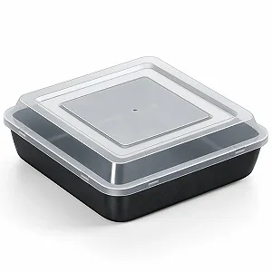 Форма для випікання HaWare Квадратна з кришкою нержавіюча сталь антипригарна 21 x 21 x 5 cm чорна - Фото 1
