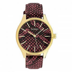 Женские часы Oozoo Snake Look Кожаный ремешок 40 мм Золотой/Розовый/Черный C10433 - Фото 1