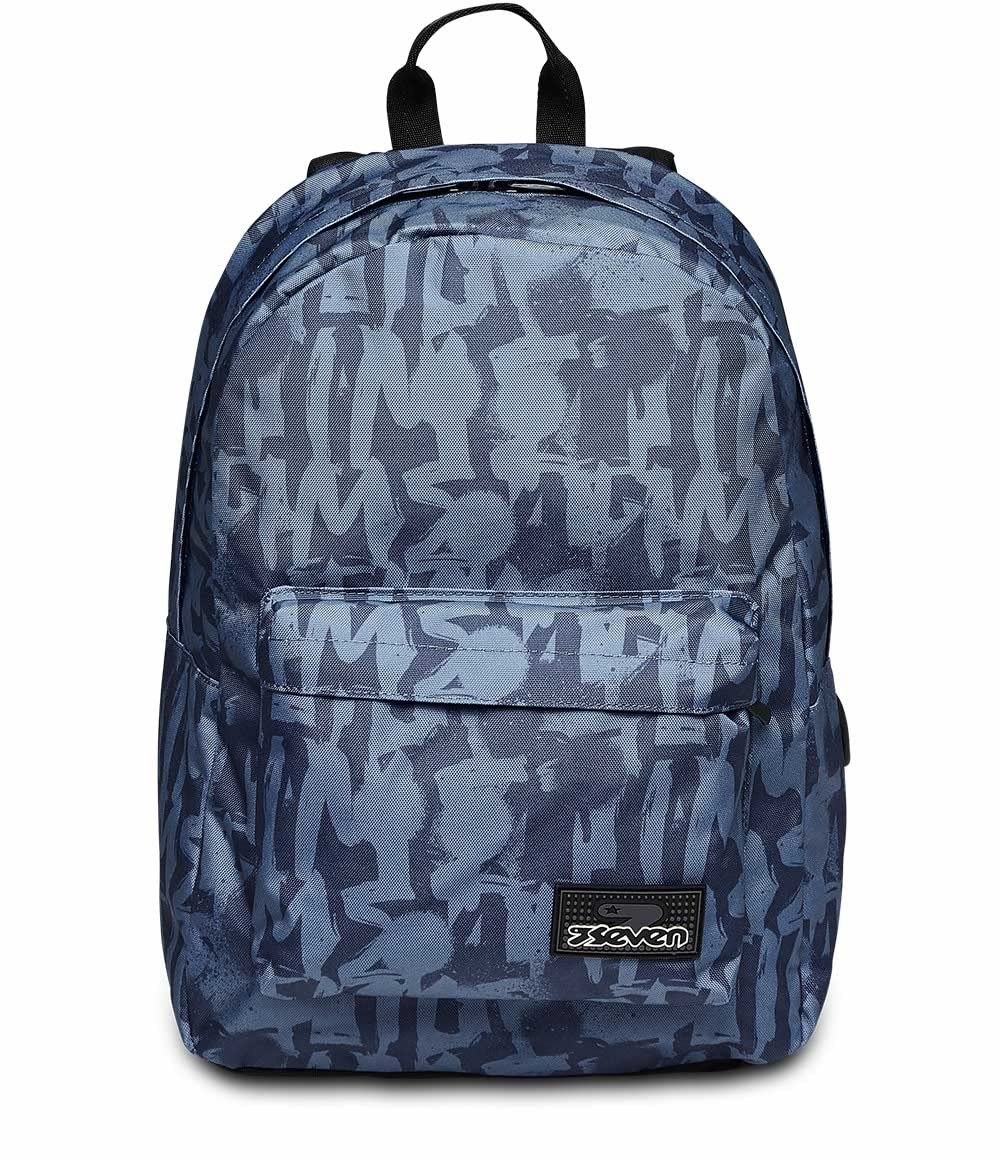 Ранець Seven ISCHOOLPACK Місткий шкільний ранець для підлітків, дівчаток та хлопчиків, з відділенням для ноутбука та USB-портом, італійський дизайн, різнокольоровий, синій, розмір Unit, сучасний, фото №2