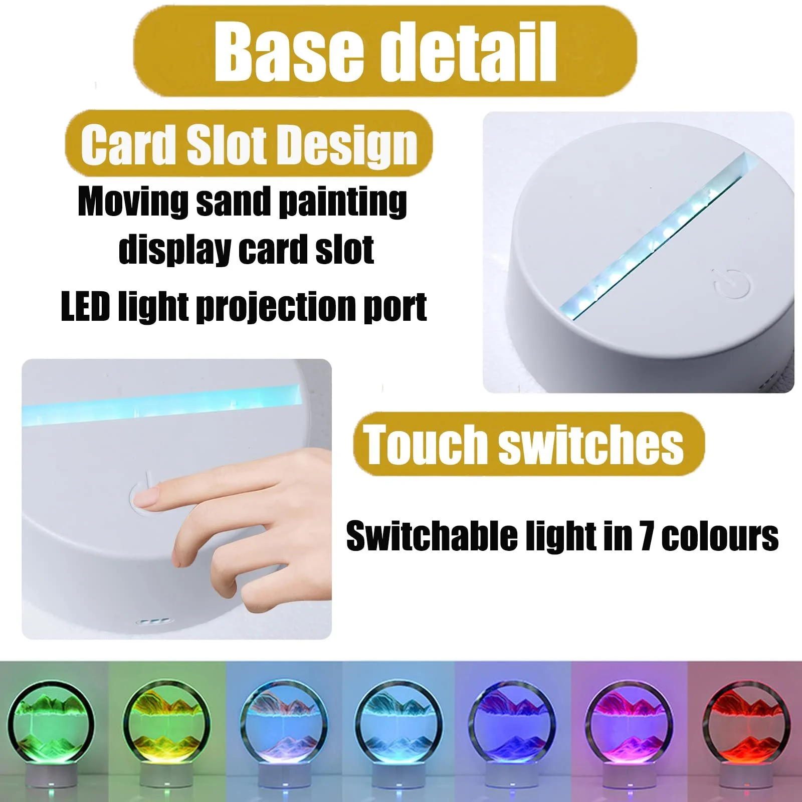 Настільна лампа Sandscape 3D Moving Sand Art LED Rotating, фото №4