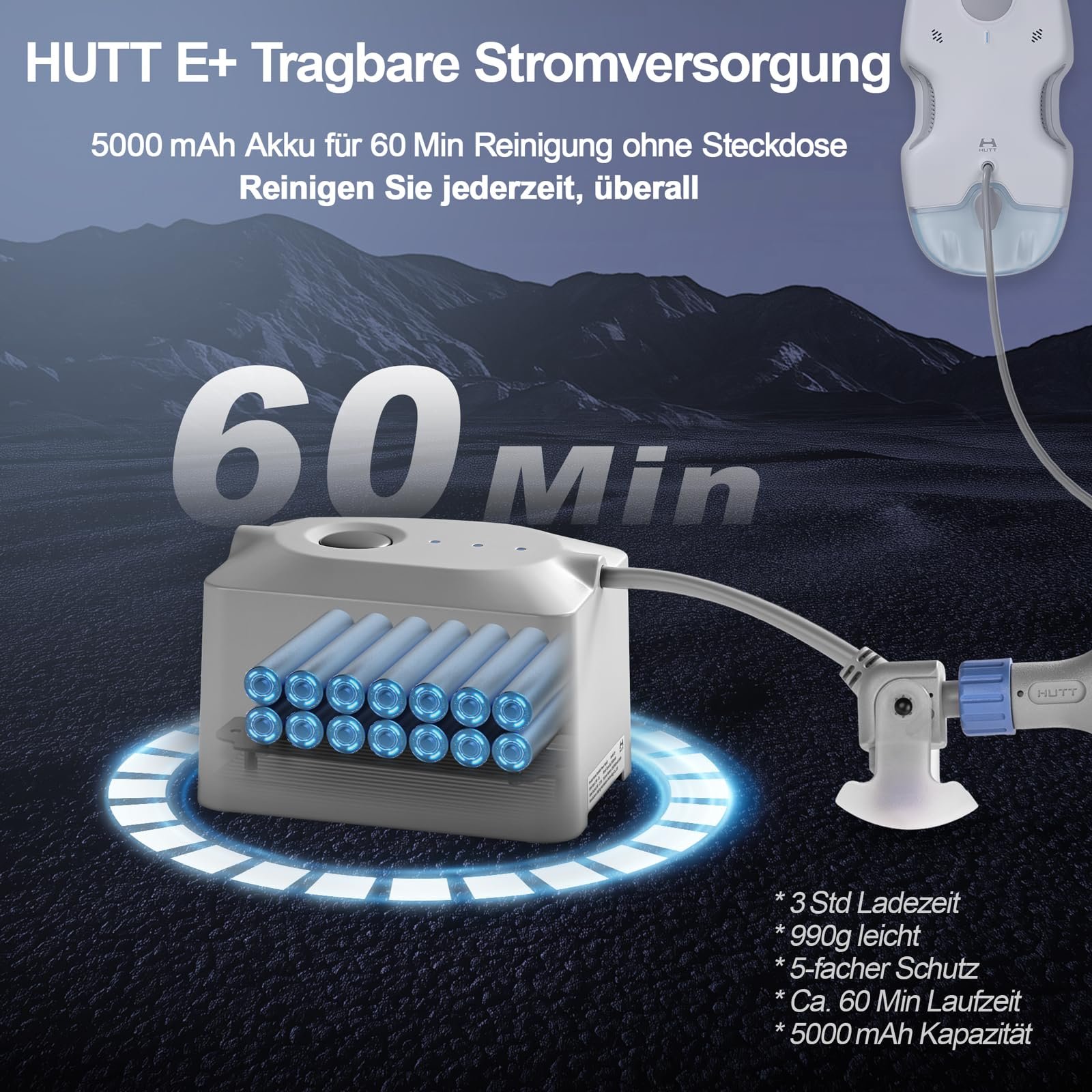Робот для мойки окон HUTT S7 Plus, аккумулятор съемный (около 60 мин уборки), 5500 Па, 3D плавающий двойной привод, бак 80 мл, фото №5