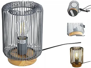 Настільна лампа Dapo Jana метал / дерево сіра synthetic.ua - Фото 1