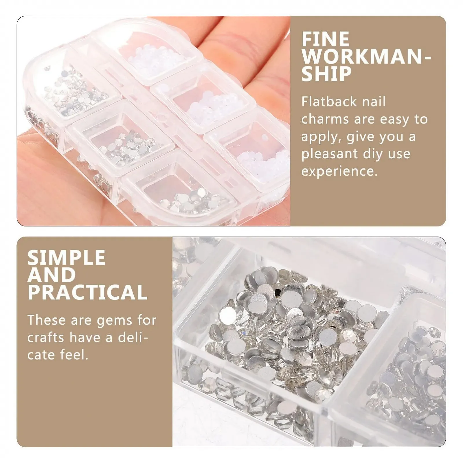 FOMIYES, 1 коробка, плоскі стрази, бісер, 3D півкруглий дизайн, дорогоцінні камені для нігтів, фото №6