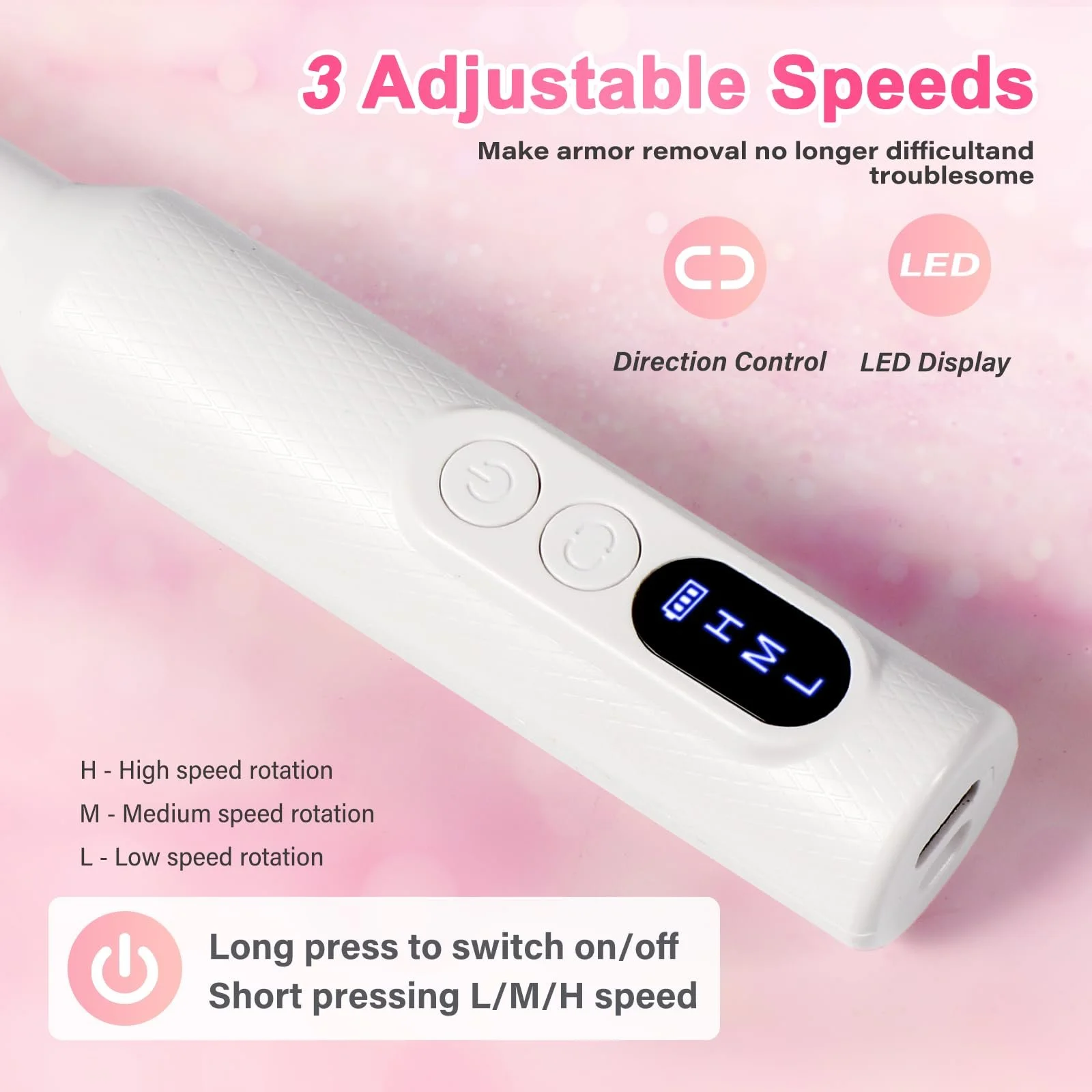 Машинка для нігтів Brencco Professional Wireless, 12-в-1 для гелевих нігтів 18000 об/хв, 8 тримачів для свердлильних головок, подвійна зарядка Type-C, фото №3