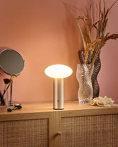 Настільна лампа Beliani Buayan LED Металева Золотиста з функцією димування Акумуляторна Бездротова synthetic.ua - Фото 1