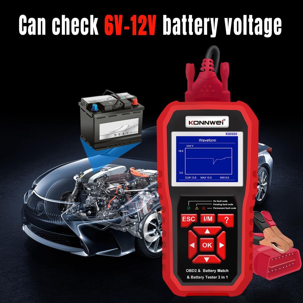 Автосканер акумулятора батареї KW880 OBD-II та CAN Konnwei 2.8" TFT, фото №5