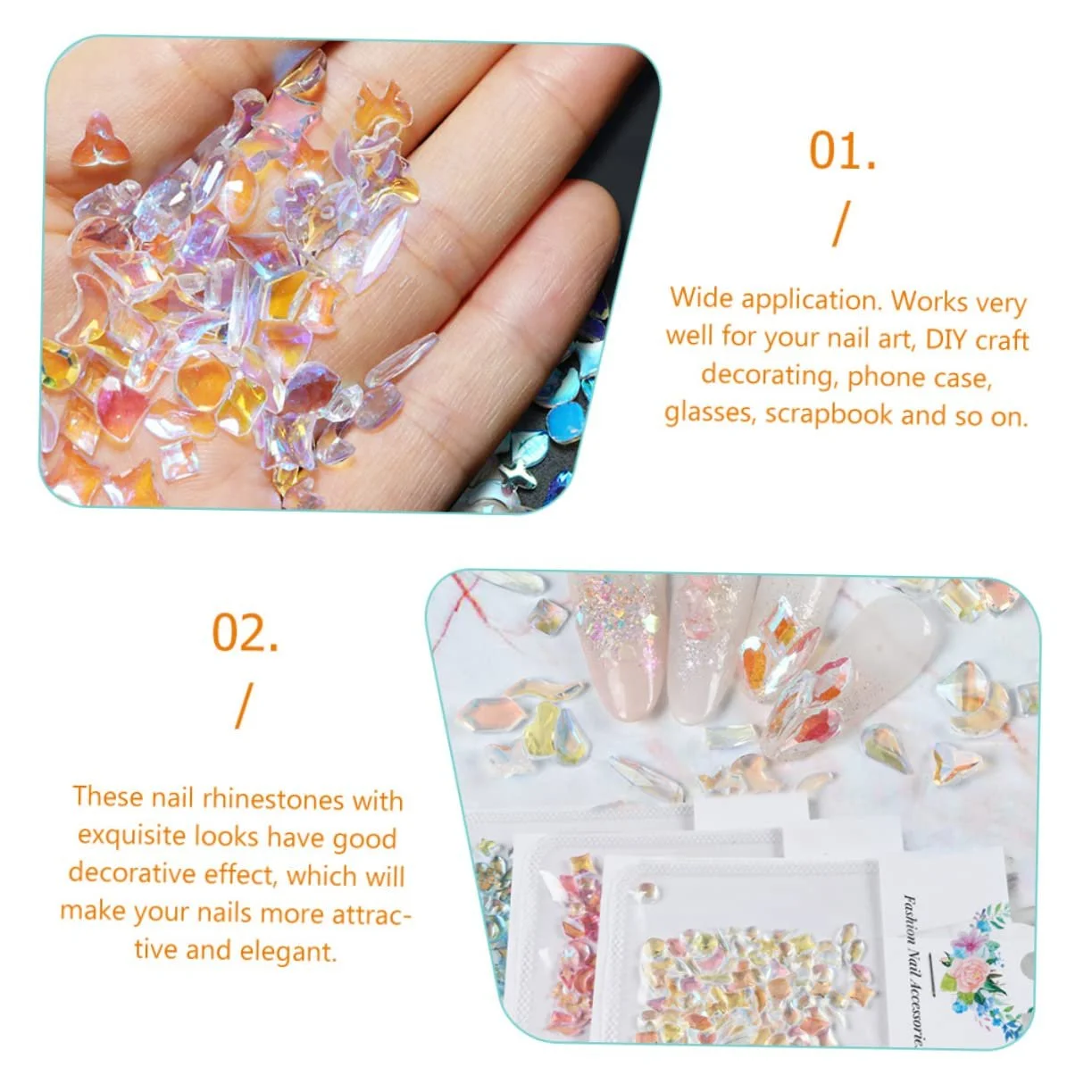 Стрази 3 пакетики Смола Стрази Flatback для саморобних прикрас, фото №9