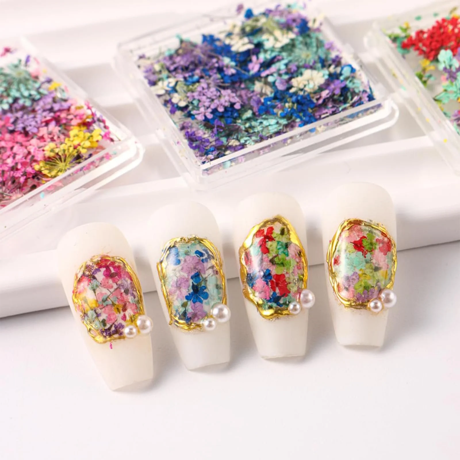 Набір сухоцвітів для нігтів 4 Box 3D Mini Mix Petals Natural Flower DIY, фото №5