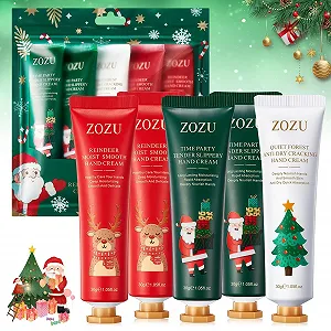 Набор из 5 Рождественских Кремов для Рук, Мини Крем для Рук, Рождественские Подарки на День Рождения, Увлажняющий Крем для Рук и Ног, Крем для Ухода за Руками с Растительным Ароматом, Наполнитель Адвент-Календаря, для Женщин, Матери - Фото 1