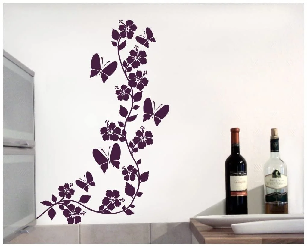 Наклейка на стену Samunshi Цветочная ветвь 51 x 80 см Светло-коричневая, фото №2