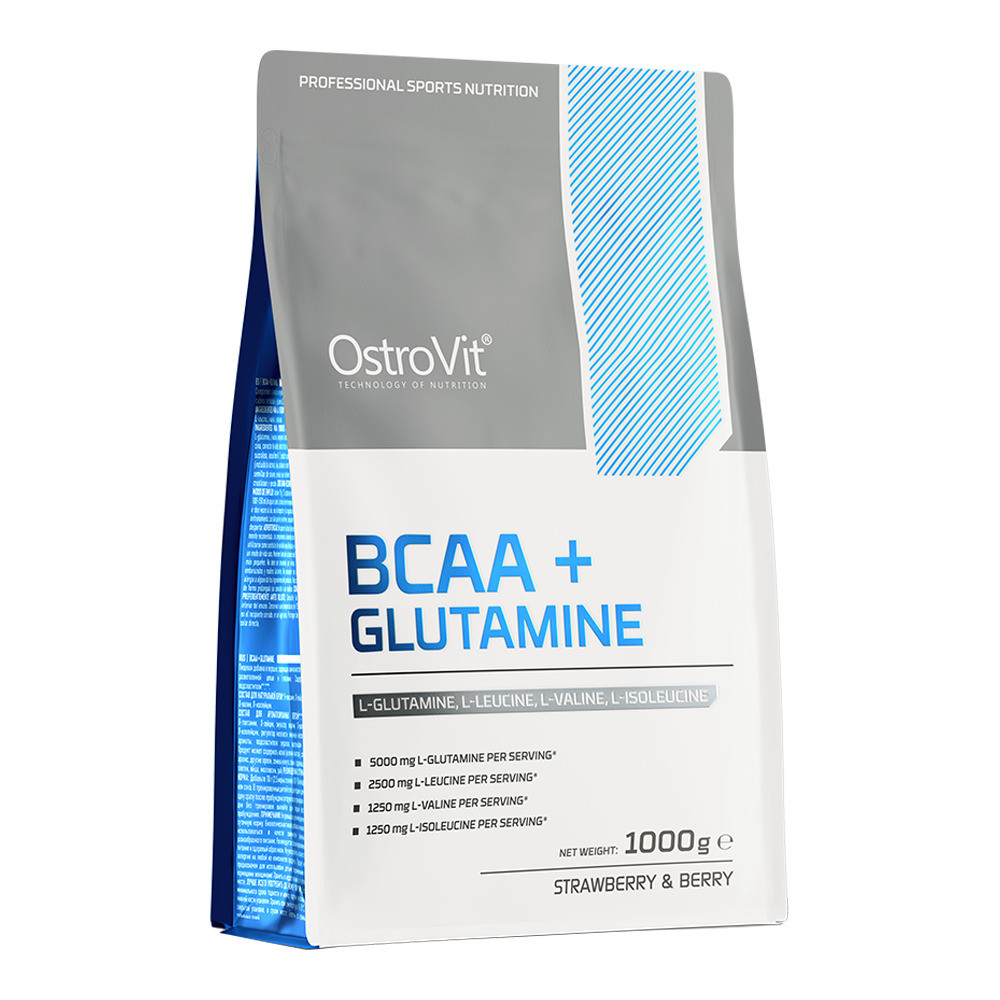 Аминокислоты Ostrovit BCAA Glutamine 1000 г Strawberry Berry, фото №1