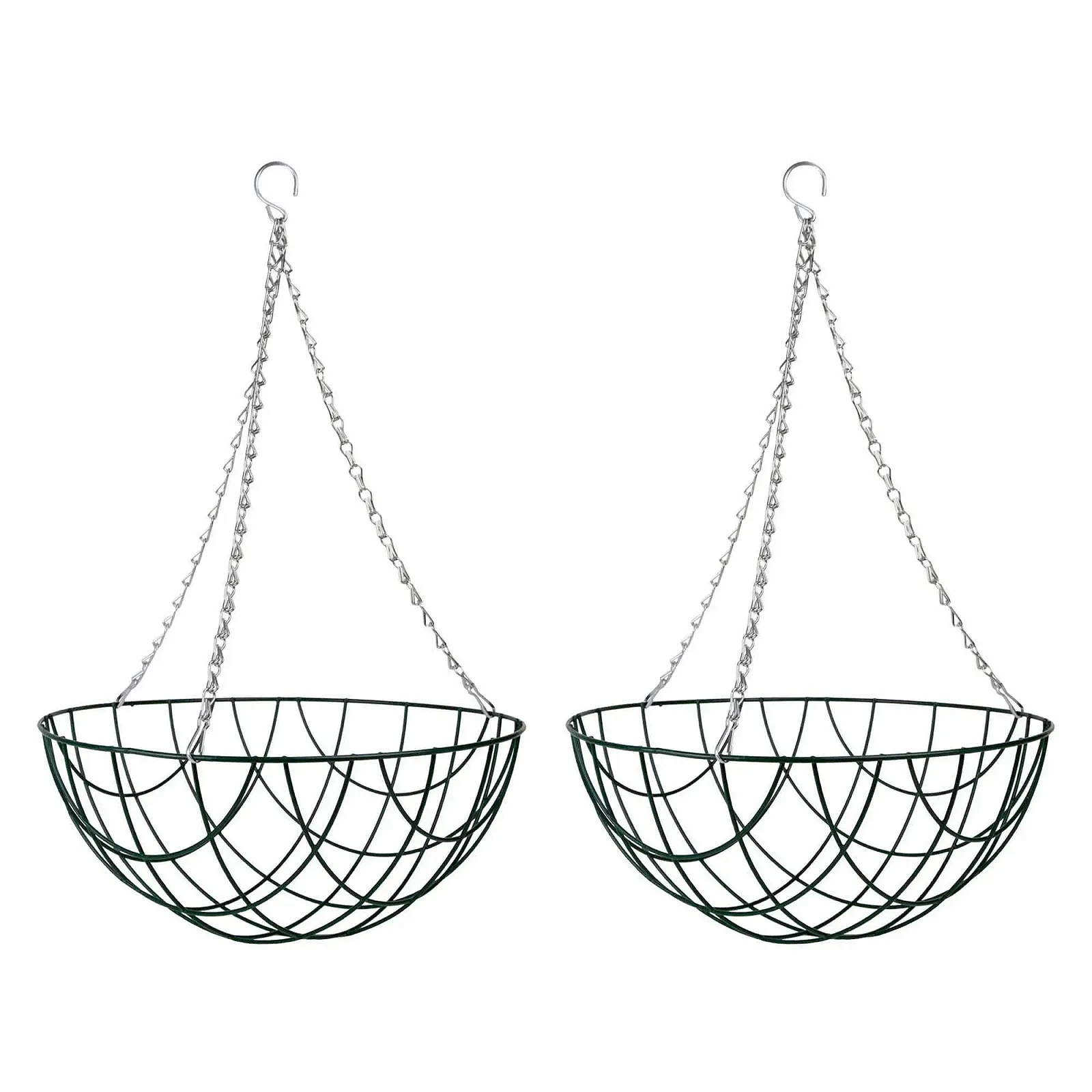 Підвісний кошик Металева садова прикраса Діаметр 35 см Темно-зелений, фото №1