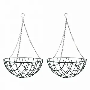 Підвісний кошик Металева садова прикраса Діаметр 35 см Темно-зелений - Фото 1