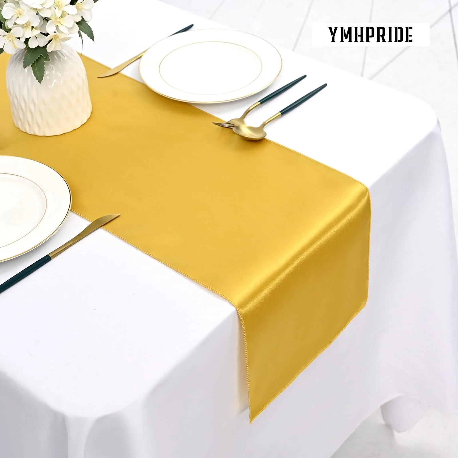 Ранер YMHPRIDE сатинова набір 6 шт. 30 x 180 см золотиста, фото №7 Ранер YMHPRIDE сатинова набір 6 шт. 30 x 180 см золотиста, фото №7