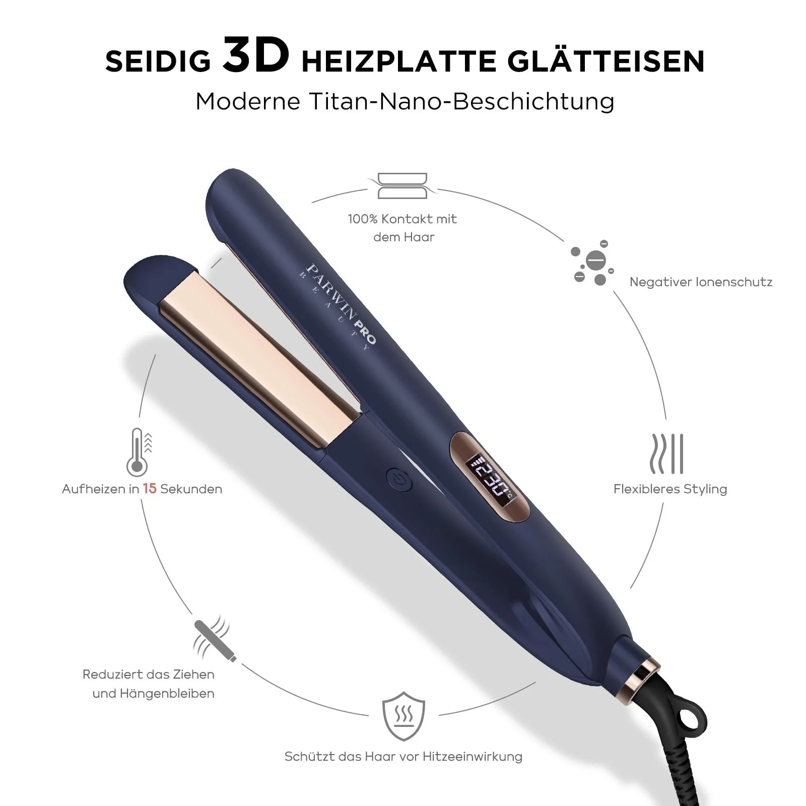 Выпрямитель 2 в 1 PARWIN PRO BEAUTY Нанотитановое покрытие 32 мм 130 °C - 230 °C, фото №8 Выпрямитель 2 в 1 PARWIN PRO BEAUTY Нанотитановое покрытие 32 мм 130 °C - 230 °C, фото №8