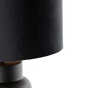 Настільна лампа Qazqa Alisia Ceramic Round E27 Чорний Золотий 35 см synthetic.ua - Фото 1