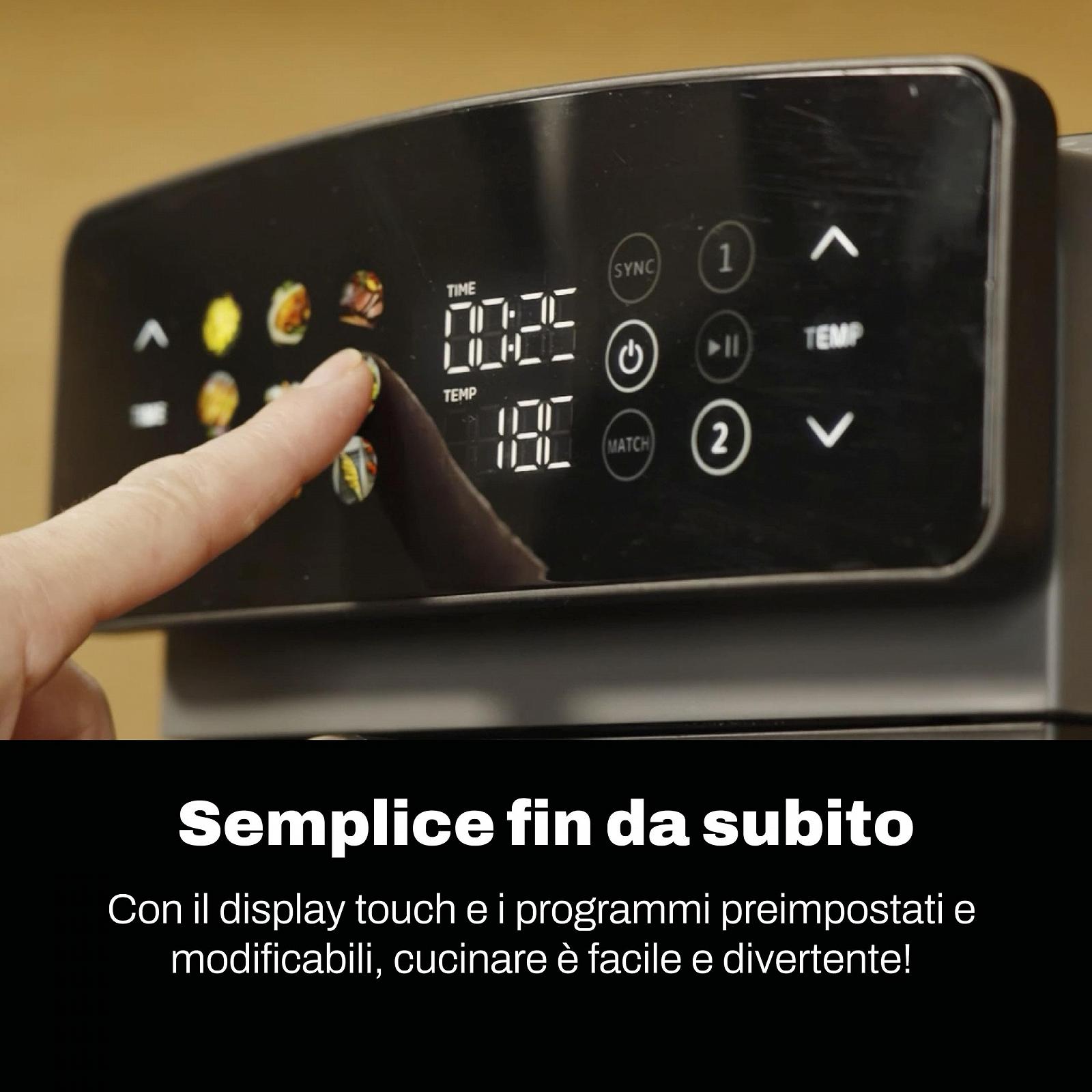 Мультипіч CLASSE ITALY 11 л з подвійним висувним ящиком, синхронна функція, 9 програм, сенсорний дисплей, регулювання часу та температури приготування, без BPA та PFOA, 2400 Вт, фото №7 Мультипіч CLASSE ITALY 11 л з подвійним висувним ящиком, синхронна функція, 9 програм, сенсорний дисплей, регулювання часу та температури приготування, без BPA та PFOA, 2400 Вт, фото №7