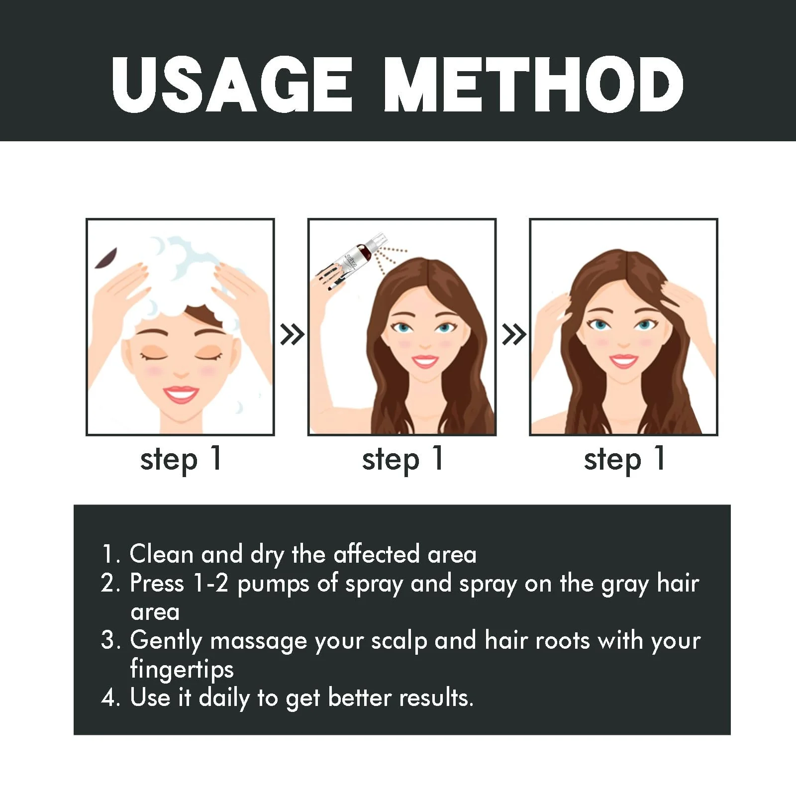 Спрей для волосся Tkekruh Чорний 100 мл, фото №7