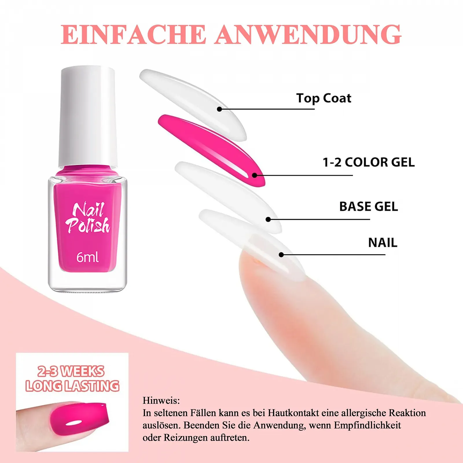 Гель-лак для ногтей Liner (6 цветов) Черный, белый, телесный, мелкий глиттер для дизайна ногтей, 6 мл (разноцветный B), фото №7