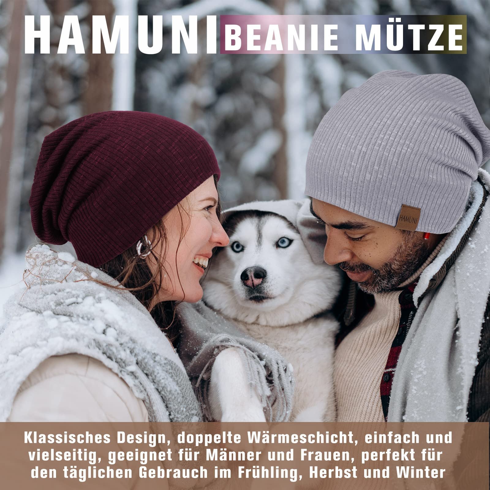 Шапка-біні HAMUNI Жіноча Еластична М'яка Трикотажна Класична Модна Довга Ідеально підходить для весни, осені та зими, фото №6