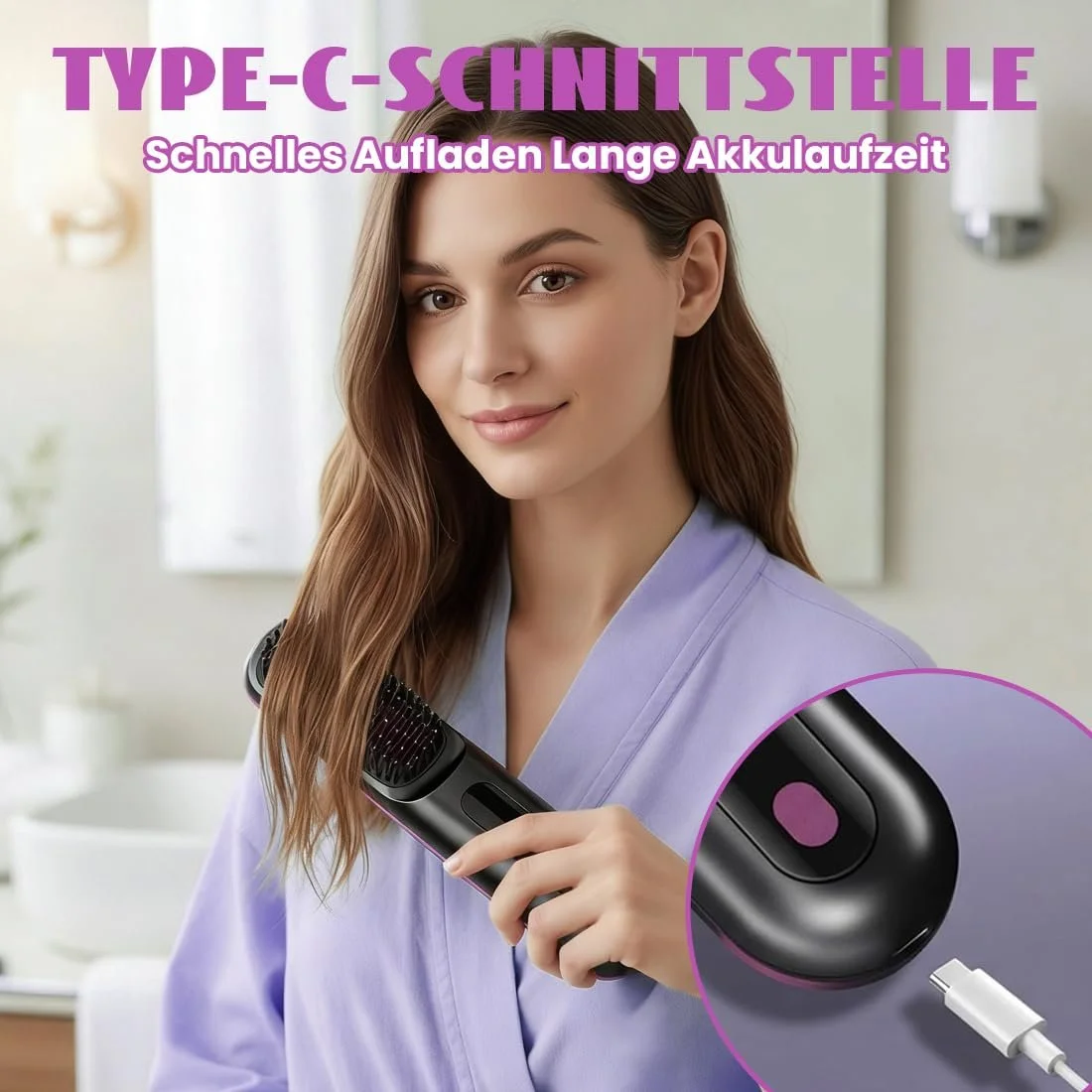 Щітка-випрямляч Go Brush Pro mini портативна акумуляторна 4000 мАг Чорна, фото №5 Щітка-випрямляч Go Brush Pro mini портативна акумуляторна 4000 мАг Чорна, фото №5