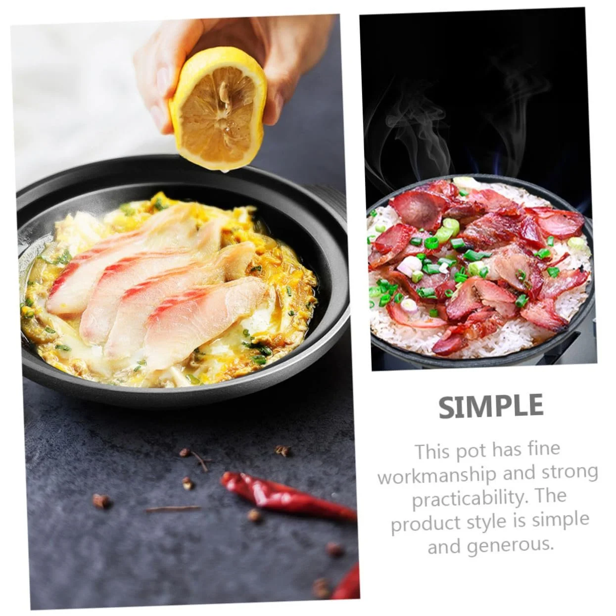 Кастрюля для тушения чугунная термостойкая с ненагревающейся ручкой желтая, фото №2