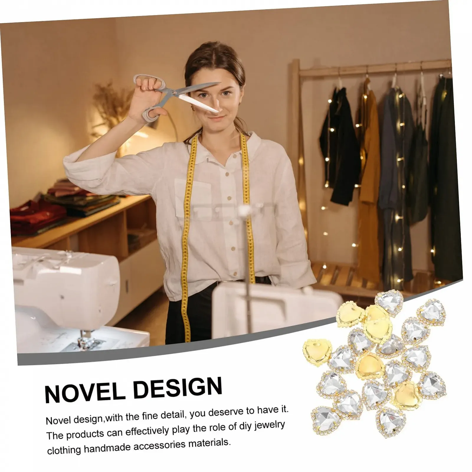 Пришивные драгоценности со стразами с четырьмя отверстиями minkissy Стекло Камень-коготь Хрустальные стразы Стеклянная посуда Аксессуары для волос Одежда 20 шт, фото №3