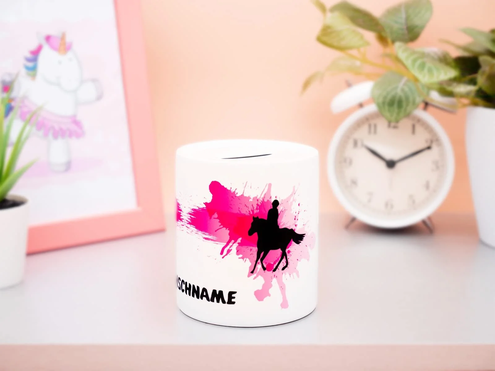 Копилка керамическая Верховая езда с персонализированным именем 9.5x8.2 см Белый, фото №2