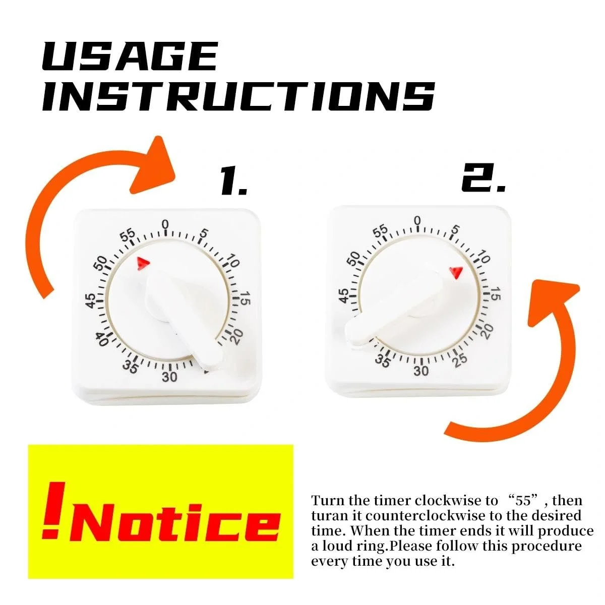 Набор кухонных таймеров feyiubmen 2 штуки механические 60 минут, фото №3 Набор кухонных таймеров feyiubmen 2 штуки механические 60 минут, фото №3