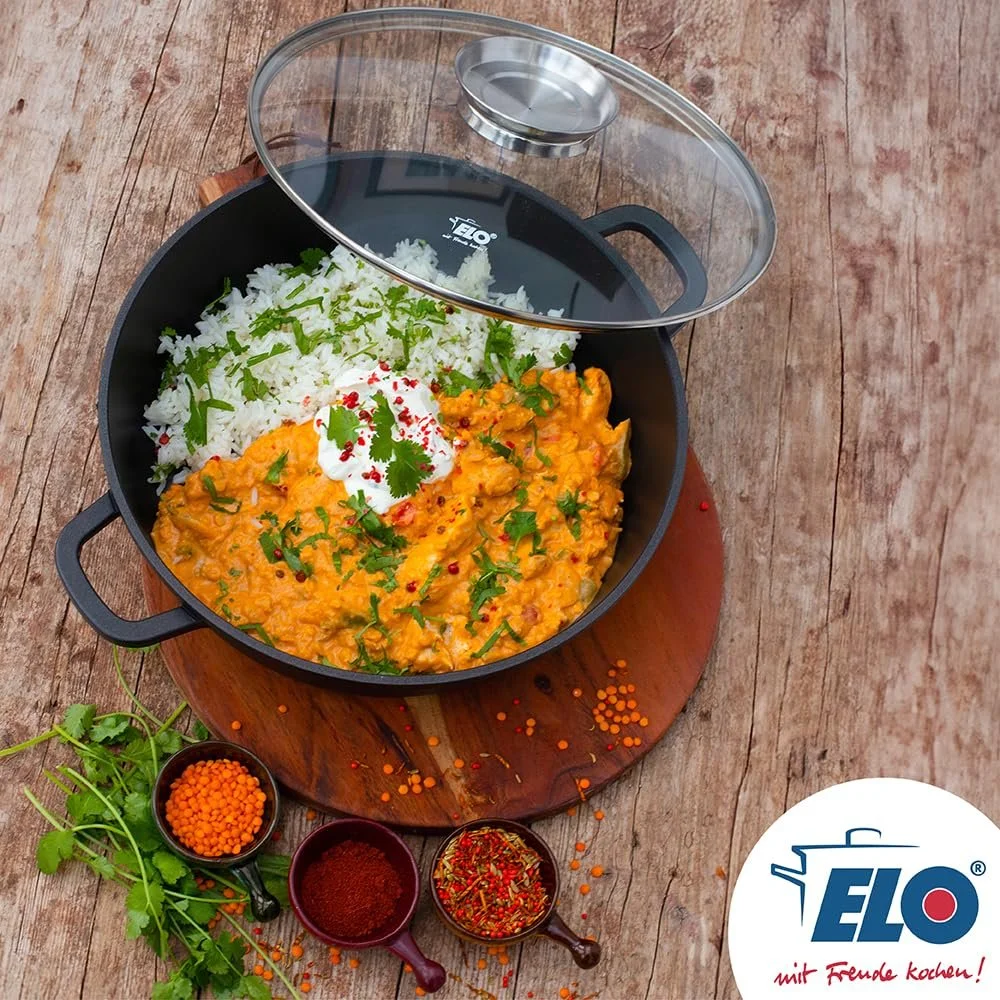 Каструля-сотейник ELO 32 cm литий алюміній антипригарна з кришкою Чорна, фото №7