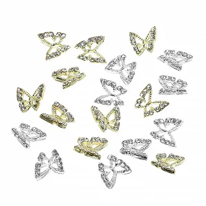 Подвески для ногтей в виде бабочек со стразами POPETPOP, 40 шт., аксессуары для маникюра - Фото 1