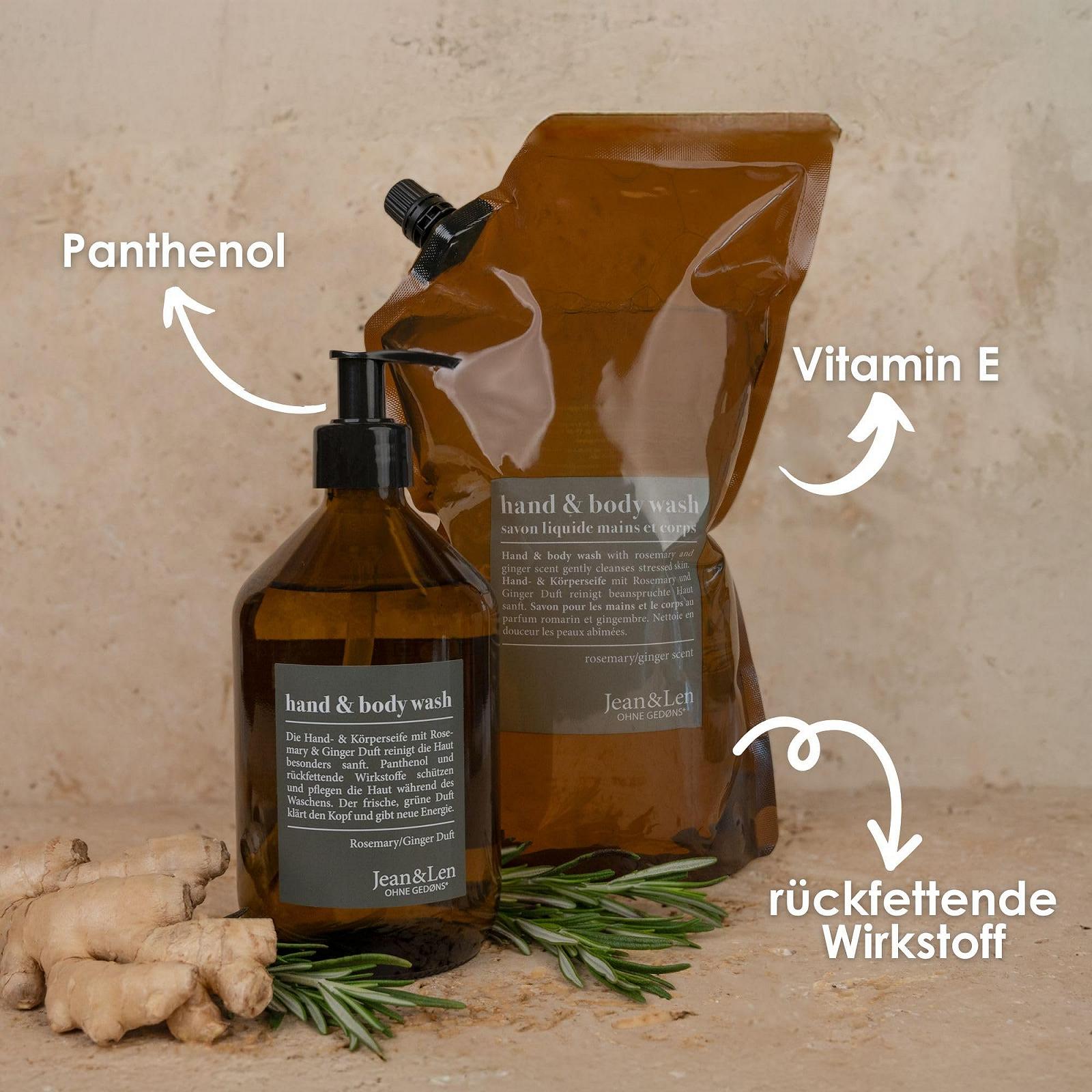 Гель для душу та рук Jean & Len Rosemary/Ginger Refill 1.5 Літра, фото №4