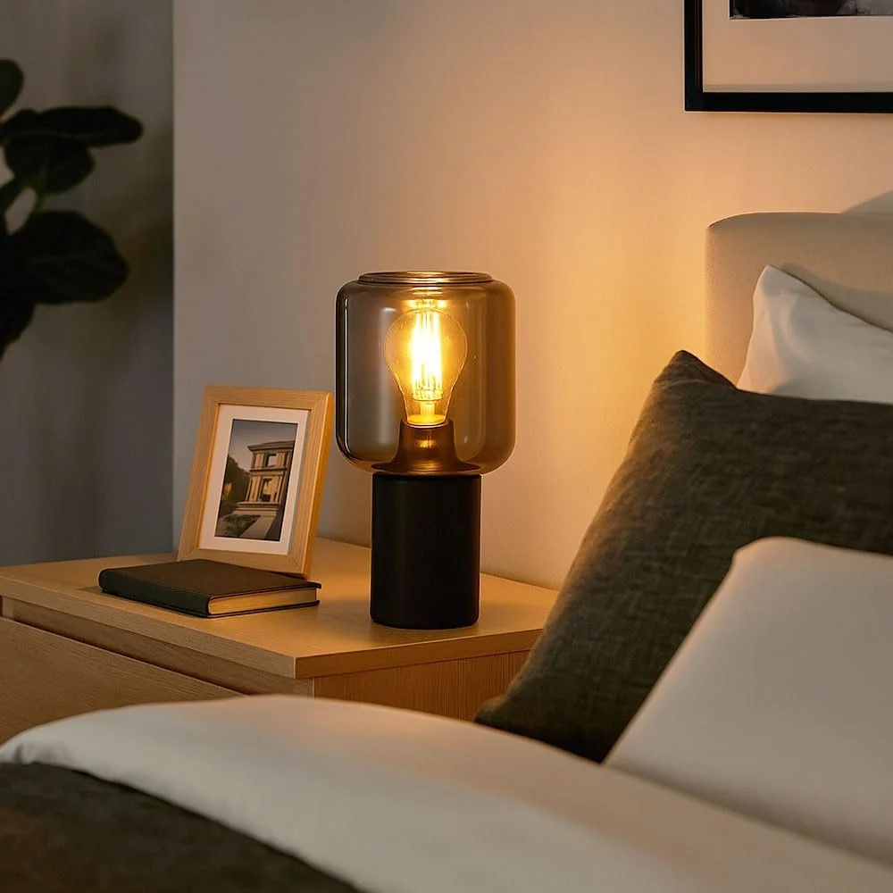 Настольная лампа GLOBO LIGHTING Metal Glass 24 см Black, фото №4