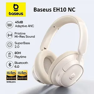 Наушники Baseus EH10 NC ANC LDAC Hi-Res 45dB BT6.0 White - Фото 1