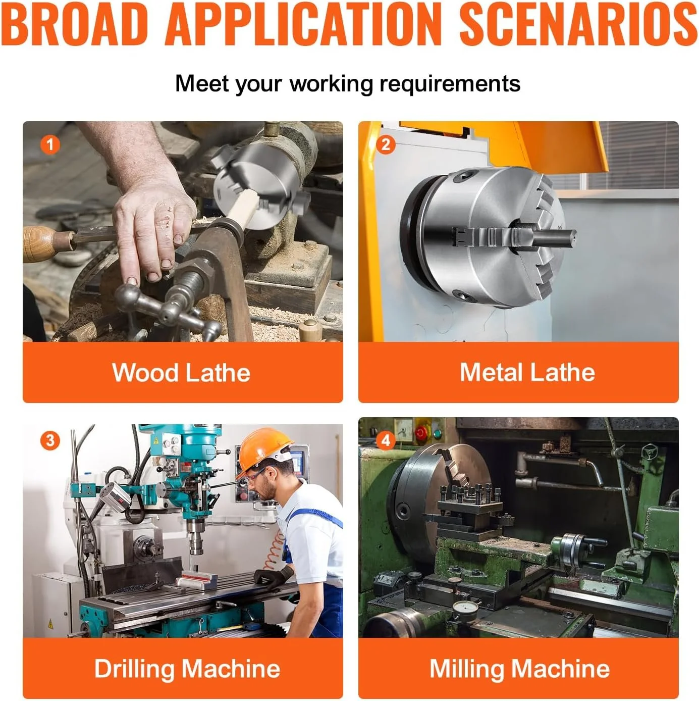 Токарний патрон VEVOR K11-100 100мм, фото №6