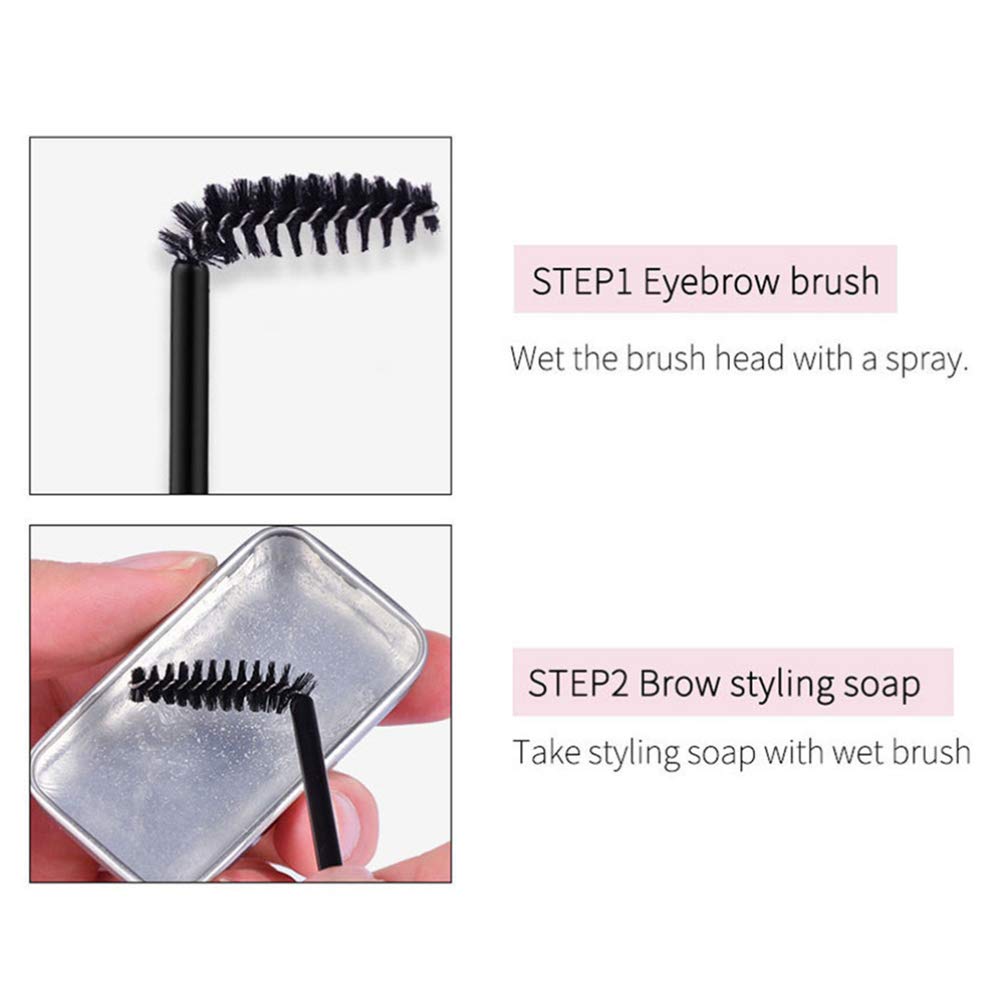 Мыло для бровей Minkissy Eyebrow Soap Kit 2 Sets Durable Waterproof Eyebrow Adjustment Gel Wild Eyebrow Styling Pomade with Eyebrow Brush, фото №2