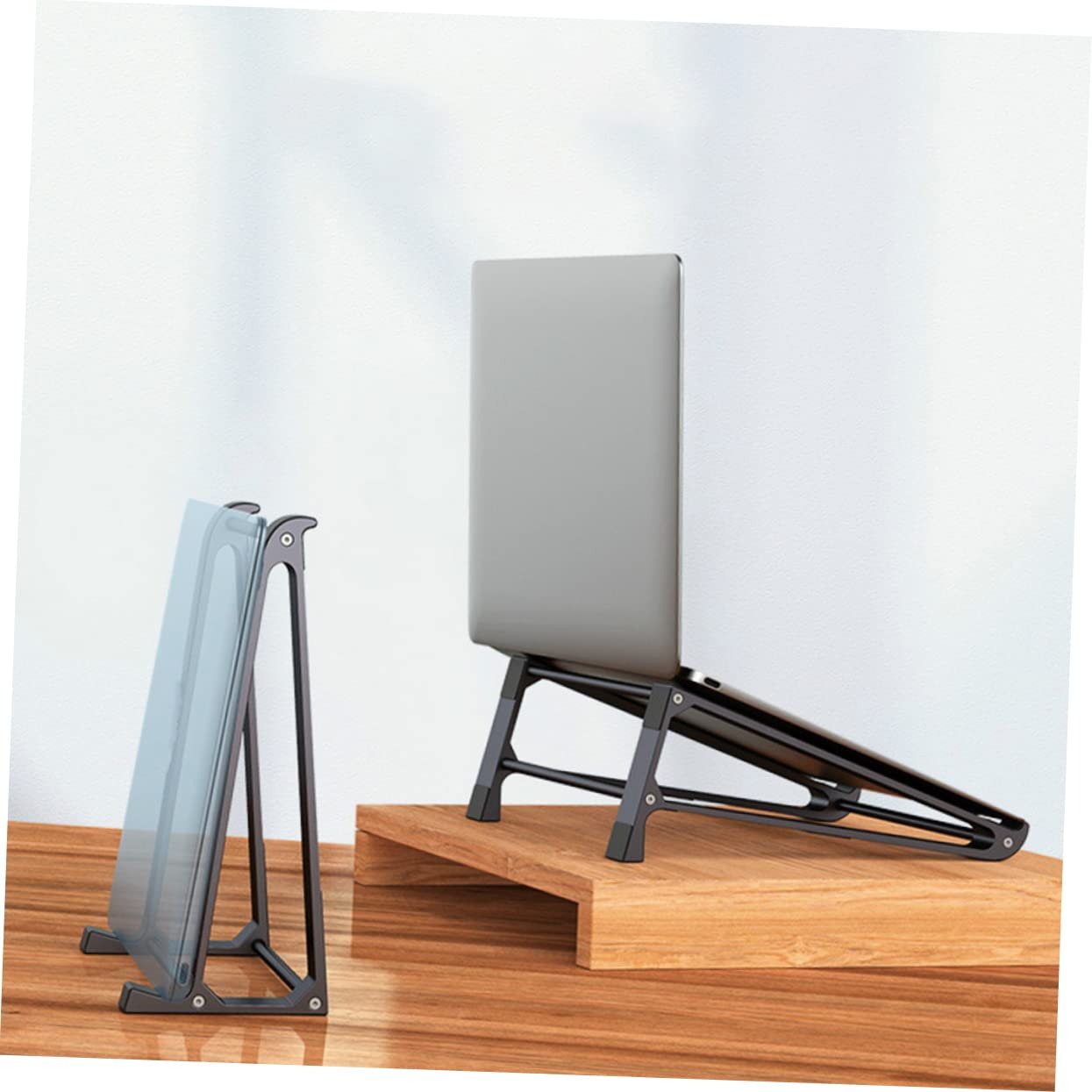 Підставка для ноутбука Алюмінієва портативна регульована по висоті з ефективним охолодженням з протиковзкими силіконовими ніжками, фото №2