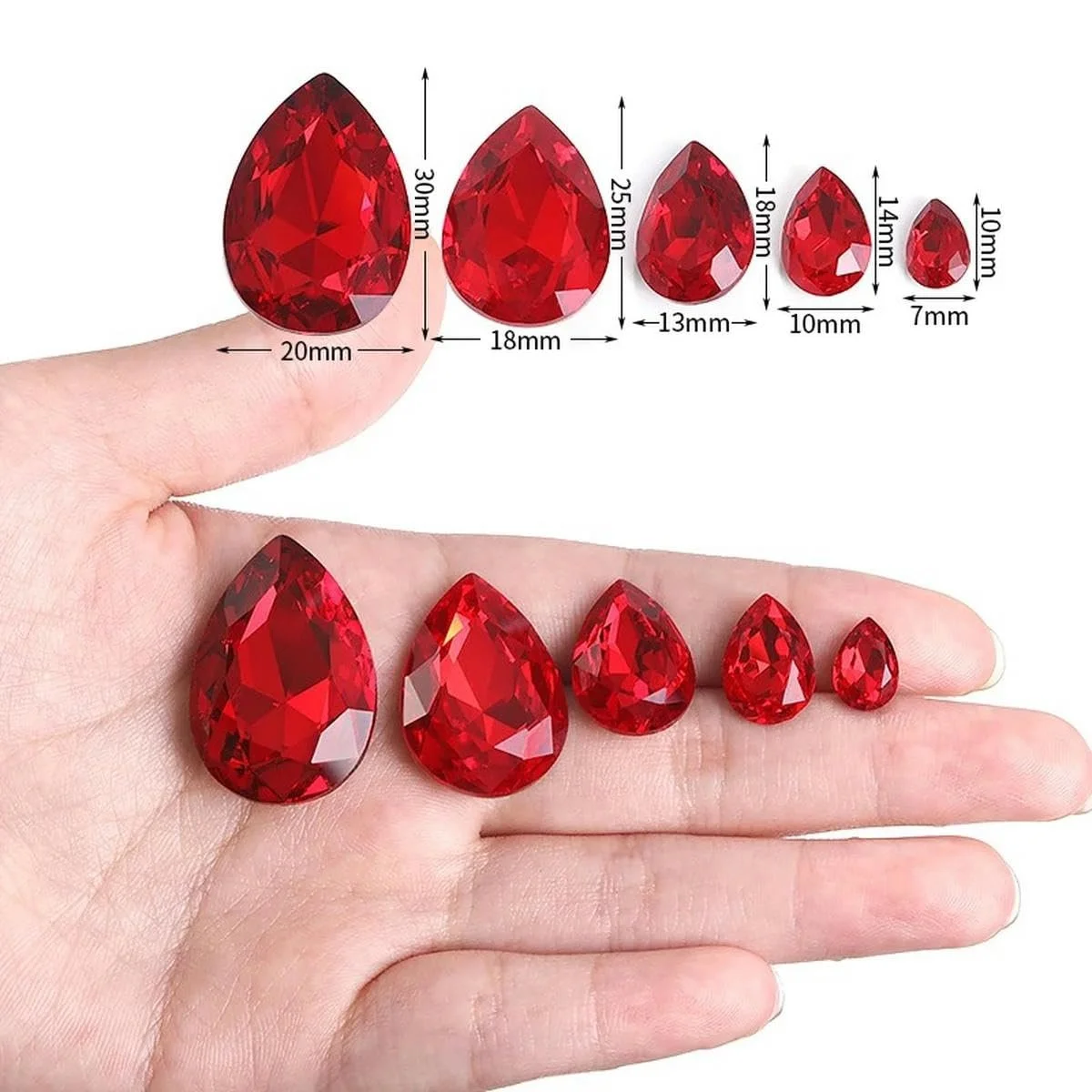 Кришталеві блискітки різних розмірів, блискучі перлини, фіолетовий, 13 x 18 мм, 24 шт, фото №2