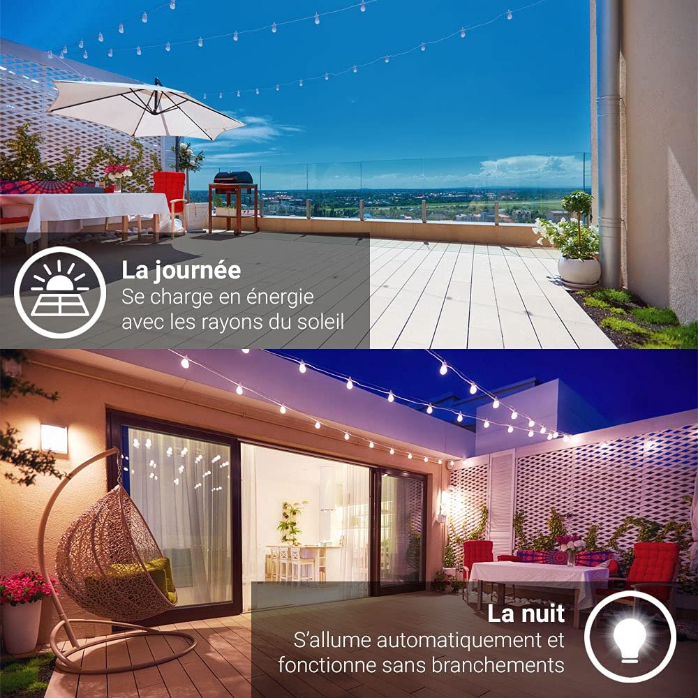 Гирлянда Xanlite SOGRL8COLOR Solar LED, 10 шаров, 5 м, разноцветный, теплый белый, IP44, для улицы, фото №5