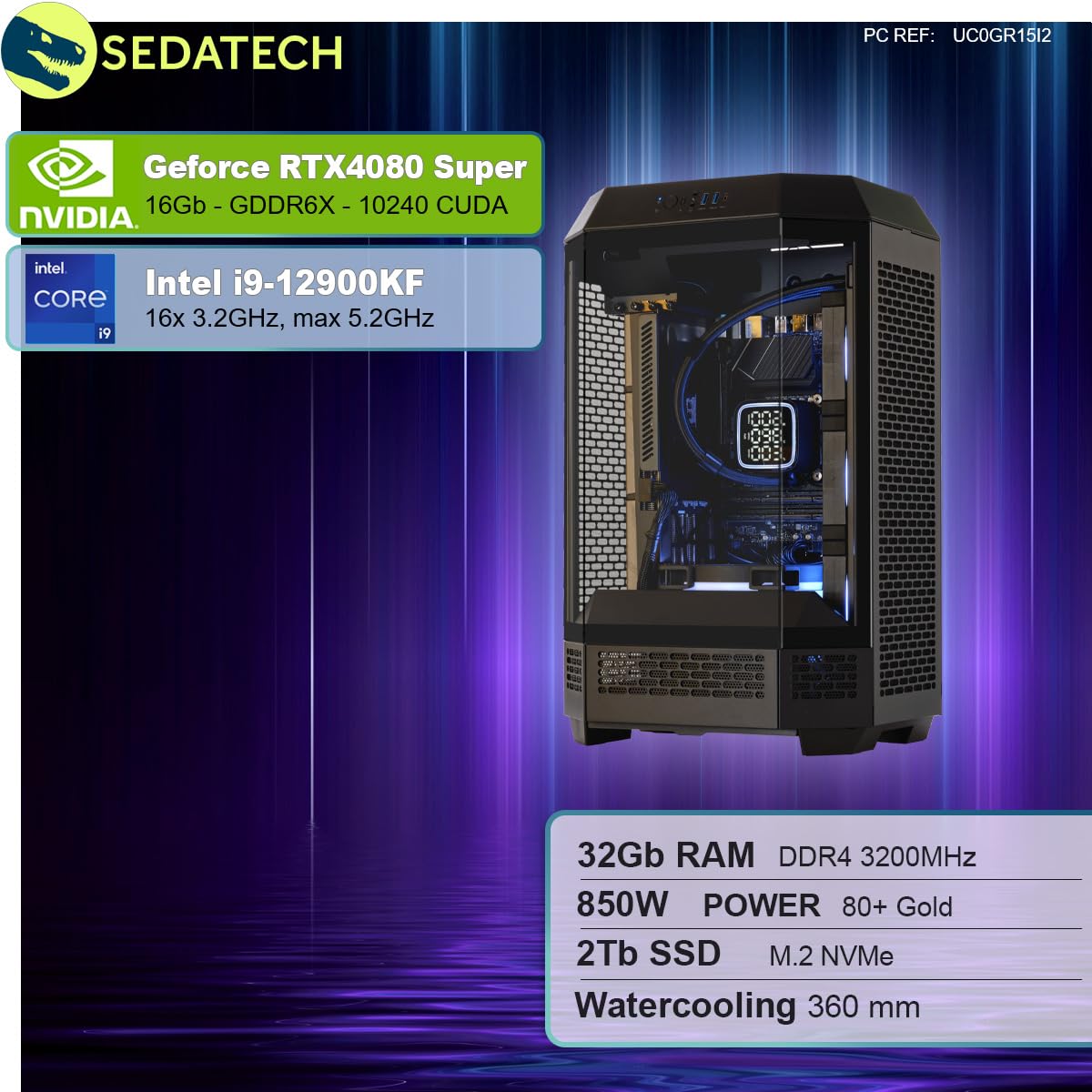 ПК Sedatech Pro Gaming Intel i9-12900KF RTX4080 Super 32GB RAM 2TB SSD M.2 Без ОС з водяним охолодженням, фото №2